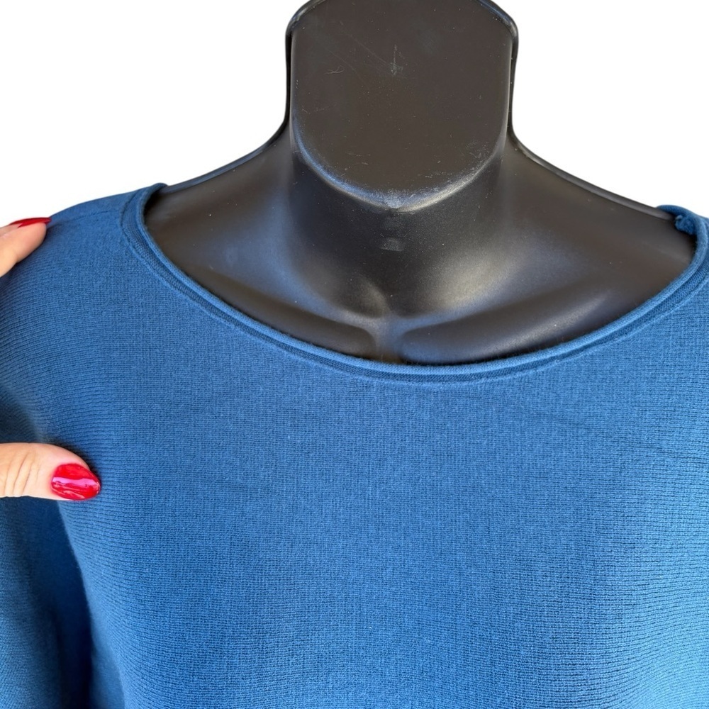 Anthropologie Modern Off-The-Shoulder Sweater TURQUOISE size L preloved - Picture 4 of 11